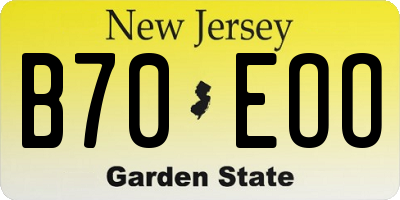NJ license plate B70EOO