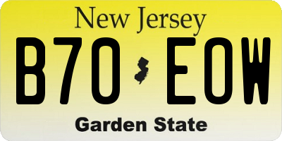 NJ license plate B70EOW