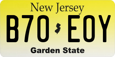 NJ license plate B70EOY