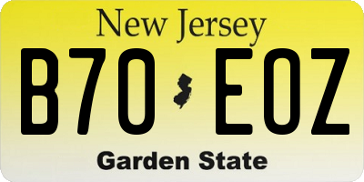 NJ license plate B70EOZ