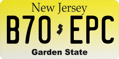 NJ license plate B70EPC