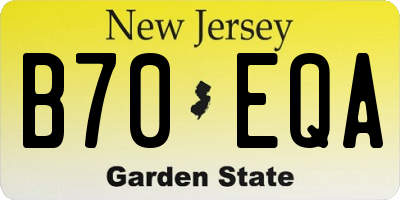 NJ license plate B70EQA