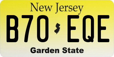 NJ license plate B70EQE