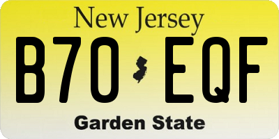 NJ license plate B70EQF