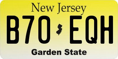 NJ license plate B70EQH