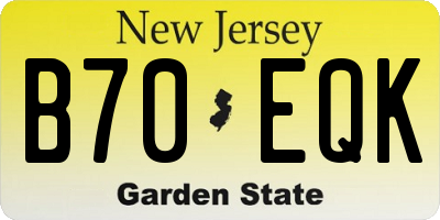 NJ license plate B70EQK