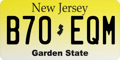 NJ license plate B70EQM