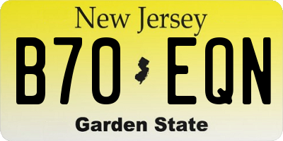 NJ license plate B70EQN