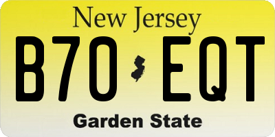 NJ license plate B70EQT