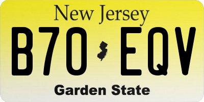 NJ license plate B70EQV