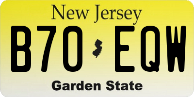 NJ license plate B70EQW