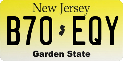 NJ license plate B70EQY