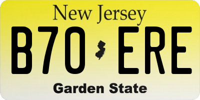 NJ license plate B70ERE