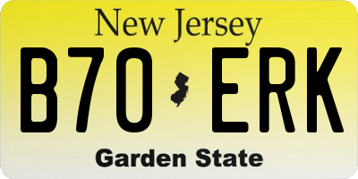 NJ license plate B70ERK