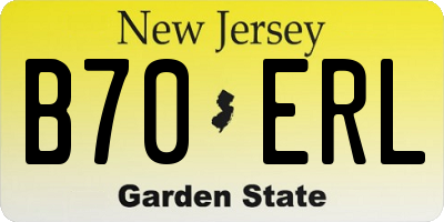 NJ license plate B70ERL
