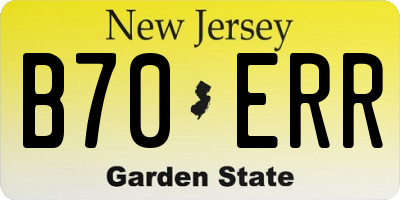 NJ license plate B70ERR