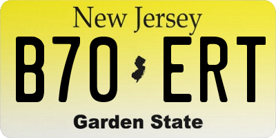 NJ license plate B70ERT