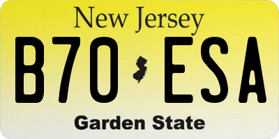 NJ license plate B70ESA