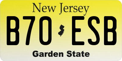 NJ license plate B70ESB