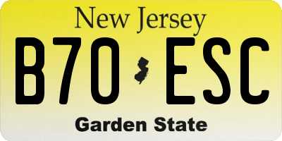 NJ license plate B70ESC