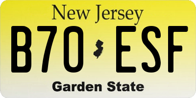 NJ license plate B70ESF