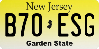 NJ license plate B70ESG