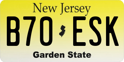 NJ license plate B70ESK