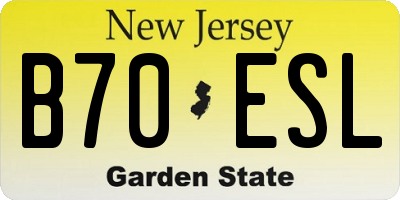 NJ license plate B70ESL