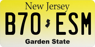 NJ license plate B70ESM