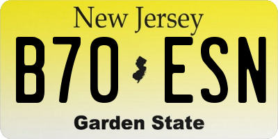 NJ license plate B70ESN