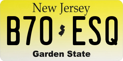 NJ license plate B70ESQ