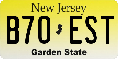 NJ license plate B70EST