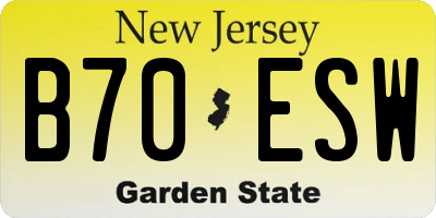 NJ license plate B70ESW
