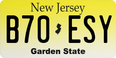 NJ license plate B70ESY