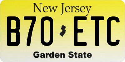 NJ license plate B70ETC