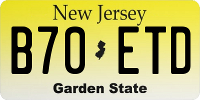 NJ license plate B70ETD