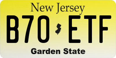NJ license plate B70ETF