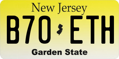 NJ license plate B70ETH