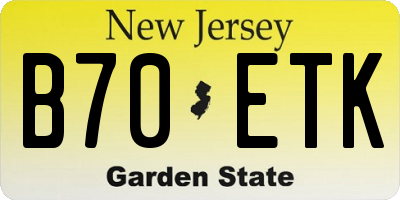NJ license plate B70ETK