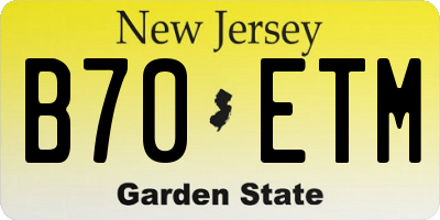 NJ license plate B70ETM