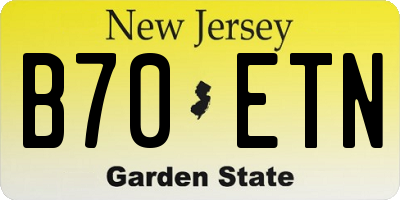 NJ license plate B70ETN