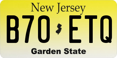 NJ license plate B70ETQ