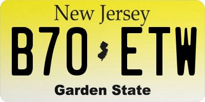 NJ license plate B70ETW