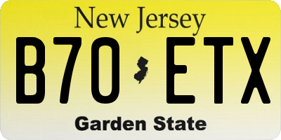 NJ license plate B70ETX