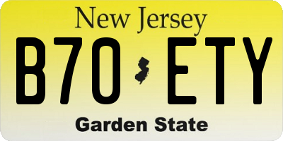 NJ license plate B70ETY
