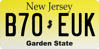 NJ license plate B70EUK