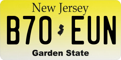 NJ license plate B70EUN