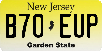 NJ license plate B70EUP