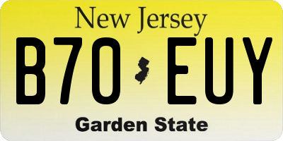 NJ license plate B70EUY