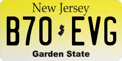 NJ license plate B70EVG